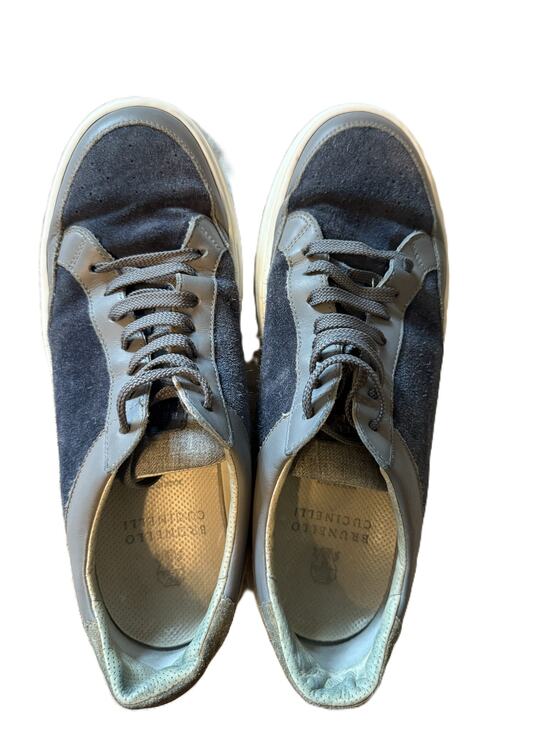 Brunello Cucinelli Navy & Grey Suede Low Top Leather Sneakers Men\'s Size 10 US main image 4